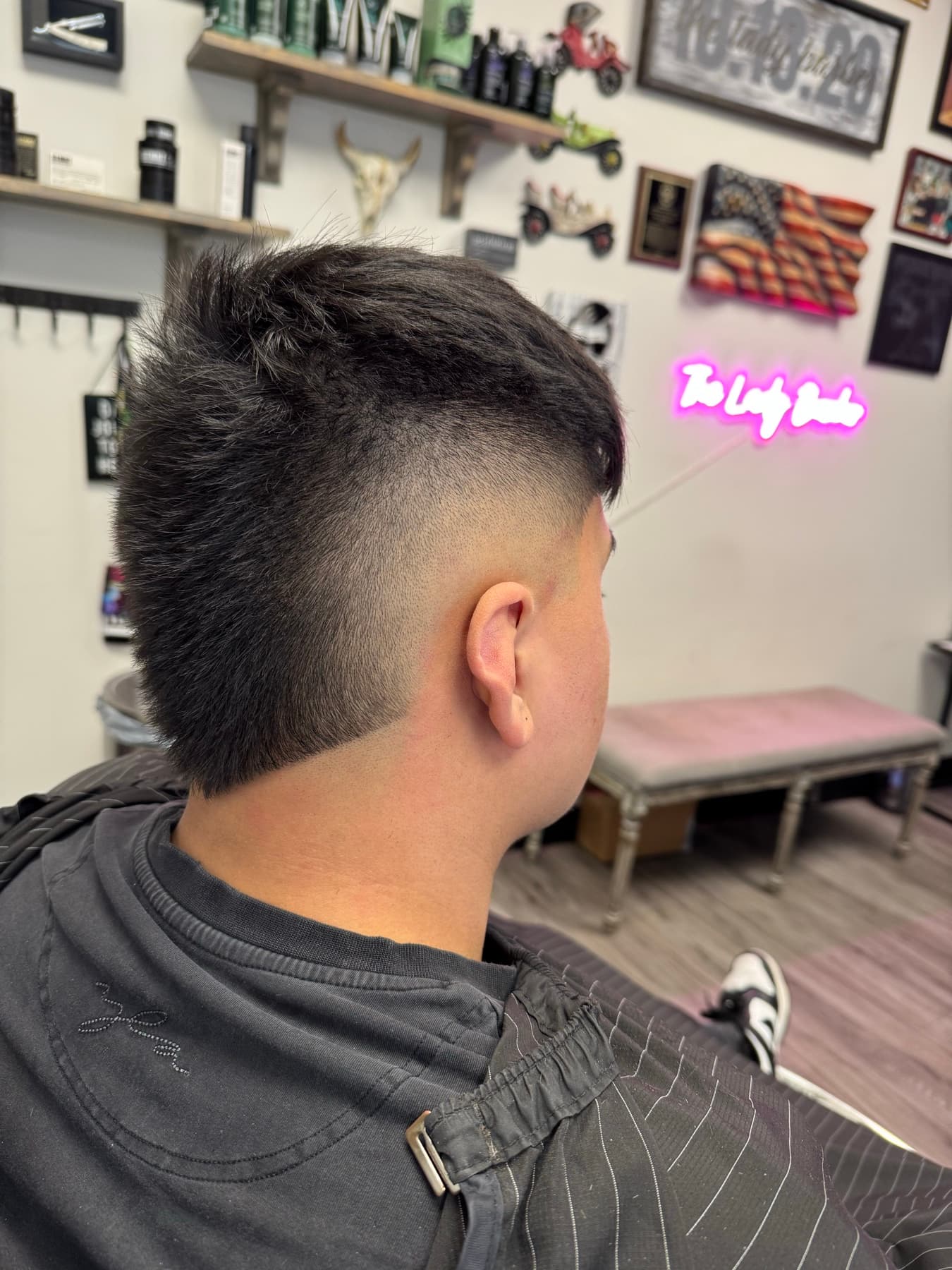 Burst fade mohawk from behind